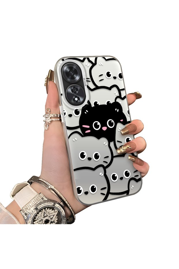 Oppo A60 Compatible Hard Acrylic Back Silicone Edge Lens Protection Case