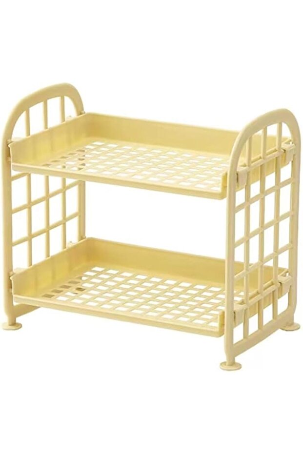 2-Tier Multi-Functional Plastic Shelf,Folding Organizer,for Office Kitchen Bedroom Bathroom Home