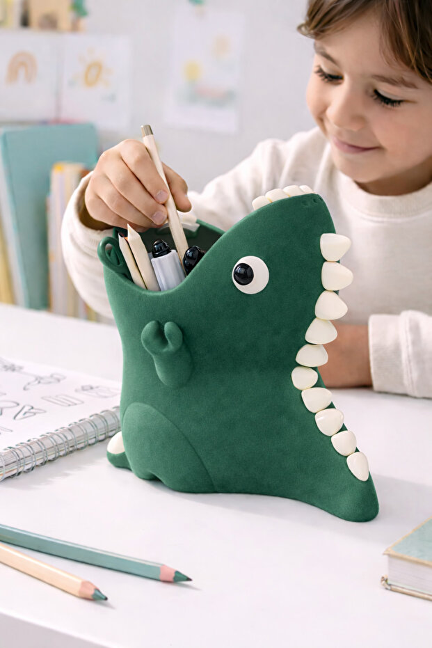 Dinosaur Pen Holder Desktop Organizer, Decorative Desk Pen Holder - Dinosaur Powder
