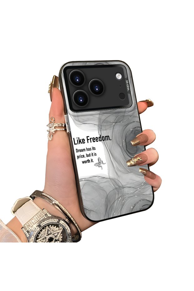 iPhone 17 Pro Compatible Hard Acrylic Back Silicone Edge Lens Protection Case
