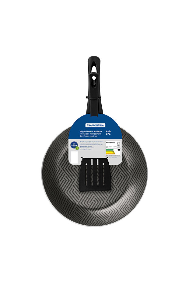 Paris Aluminum Frying Pan with Spatula, 1.8 Litre Capacity, 26 cm Diameter, Black