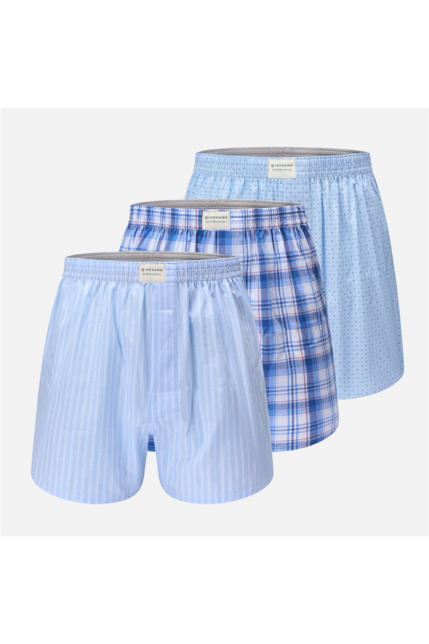 Men's Regular Fit Cotton Poplin Boxers 3-Pack