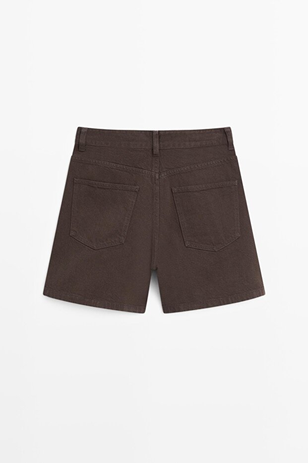 Orta bel denim şort - 7