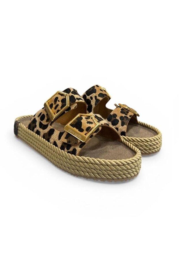 Leopard Anatomical Double Band Adjustable Slipper
