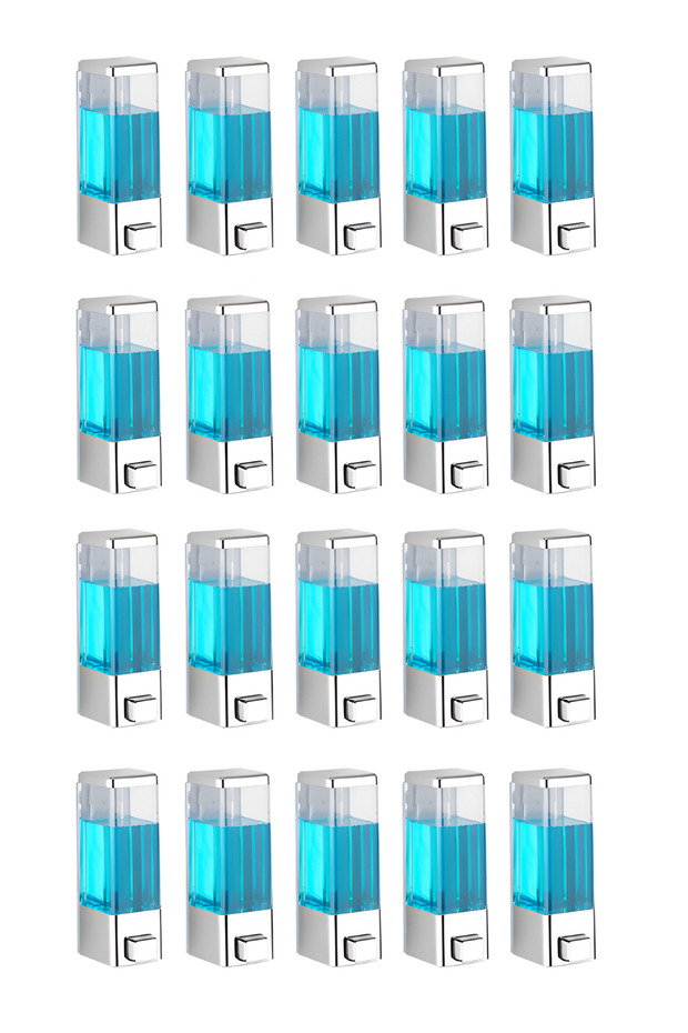 Wall Mounted Manual Liquid Soap Dispenser 20 Pieces Adhesive and Screw-On Non-Spill Soap Dispenser 350 ml V-1
