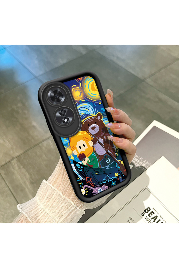 Oppo A60 Compatible Black Silicone Case Shockproof with Camera Protection