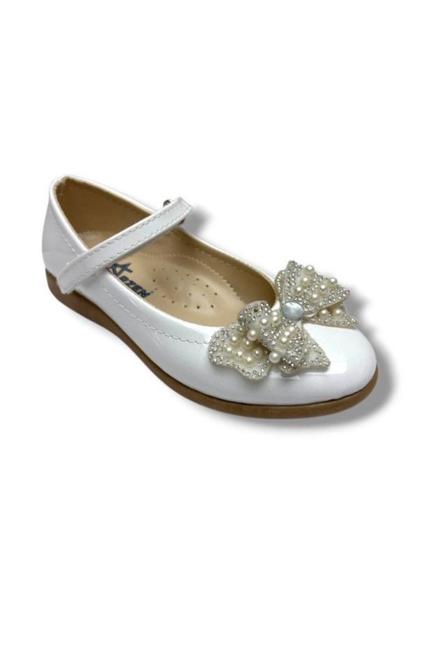 Arzen 230-26 Patent Leather Leather Pearl Stone Bowknot Girls B Ballet Flats 31-36