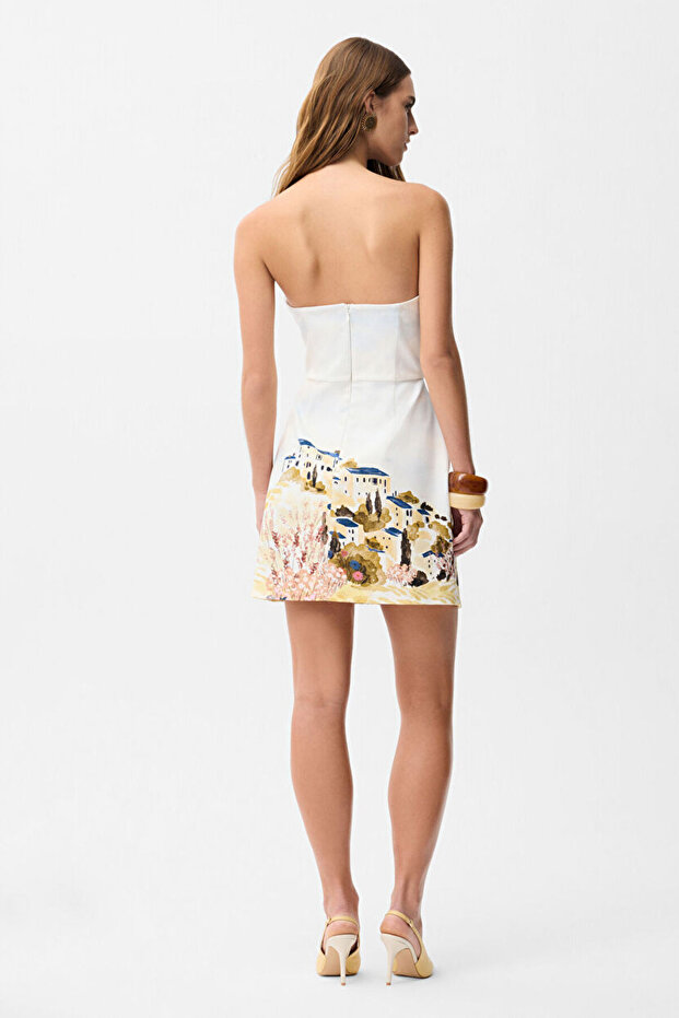 Straplez Mini Elbise - 7