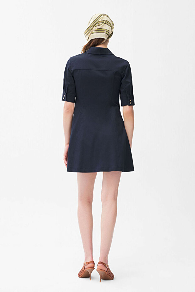 Erkek Yaka Mini Elbise - 5