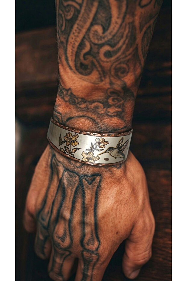 Oldschool Sailor Swallow Bracelet Copper Handcrafted Adjustable Bracelet