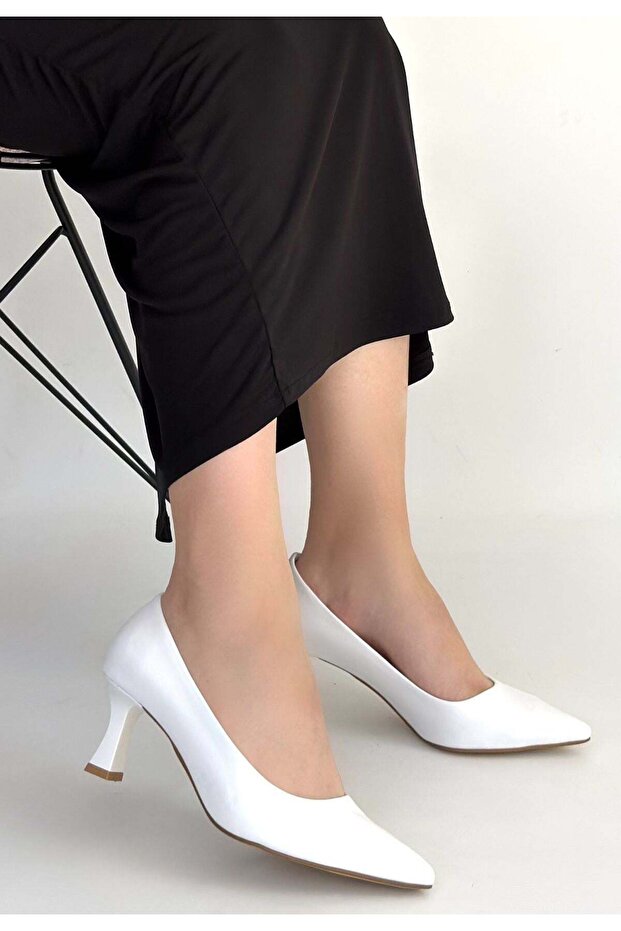 Mırta Beyaz Skin Heeled Shoes