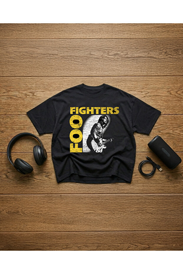 تي شيرت Foo Fighters مطبوع للجنسين 100% مقاس كبير مكون من قطن قطع