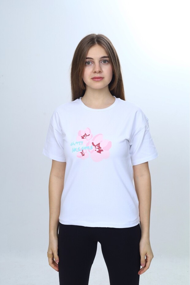 Girl's Sakura Flower Printed T-Shirt