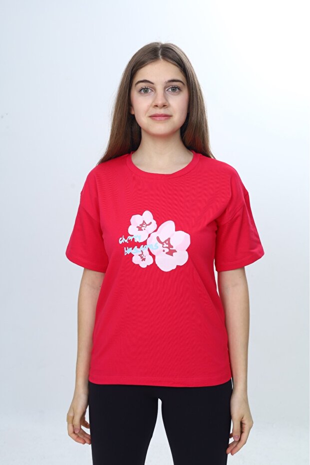 Girl's Sakura Flower Printed T-Shirt