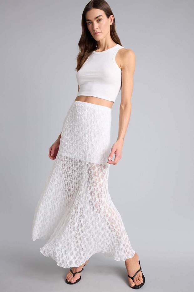 A-Line Normal Waist Lined Lace Maxi Skirt F8154Ax26Sp