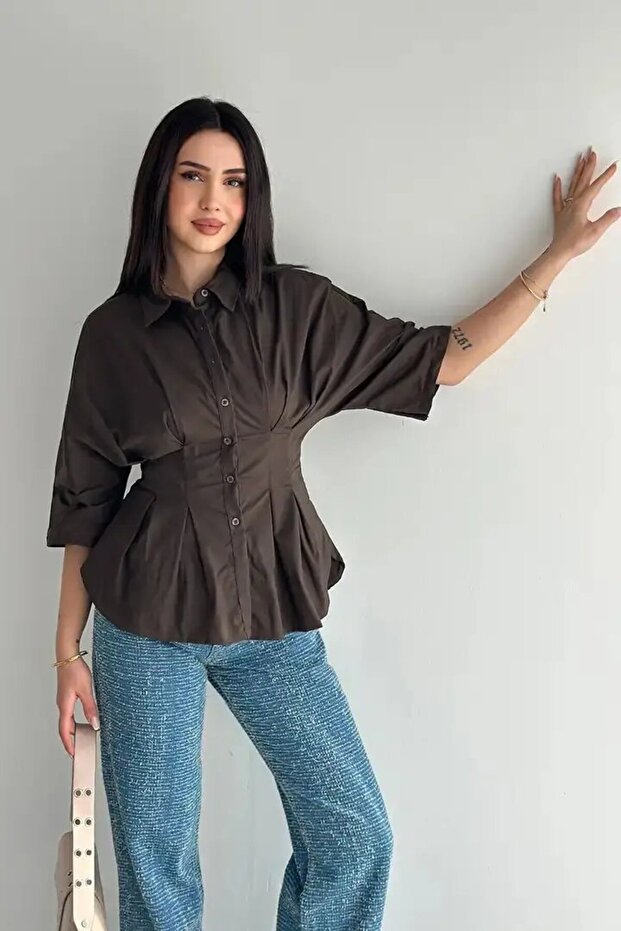 Women's Waist Formed Shirt – Buttoned Half Sleeve Stylish Shirt