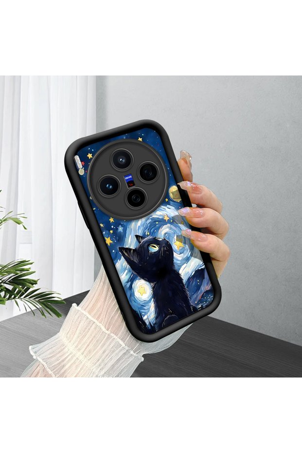Vivo X300 Compatible Black Silicone Case Shockproof with Camera Protection