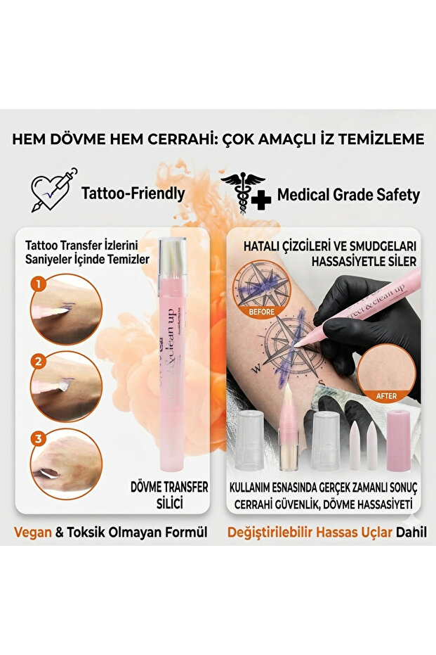 Tattoo Transfer Eraser and Surgical Drawing Pen Eraser Pen