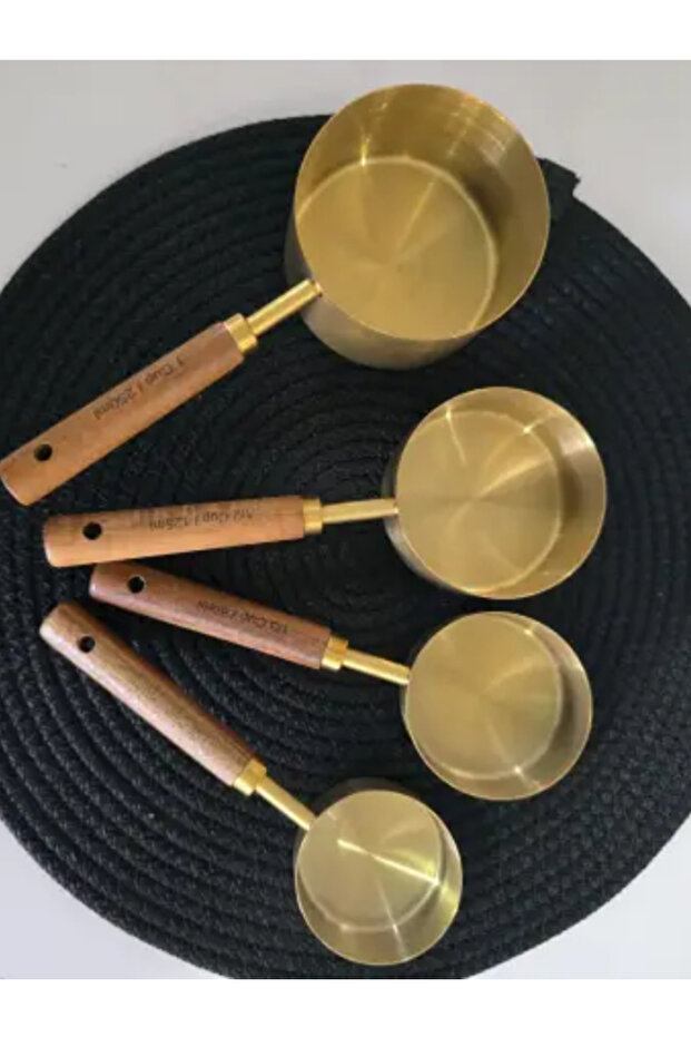 4-Piece Large Stainless Steel Wooden Spoon Set – 60 ml / 80 ml / 125 ml / 250 ml