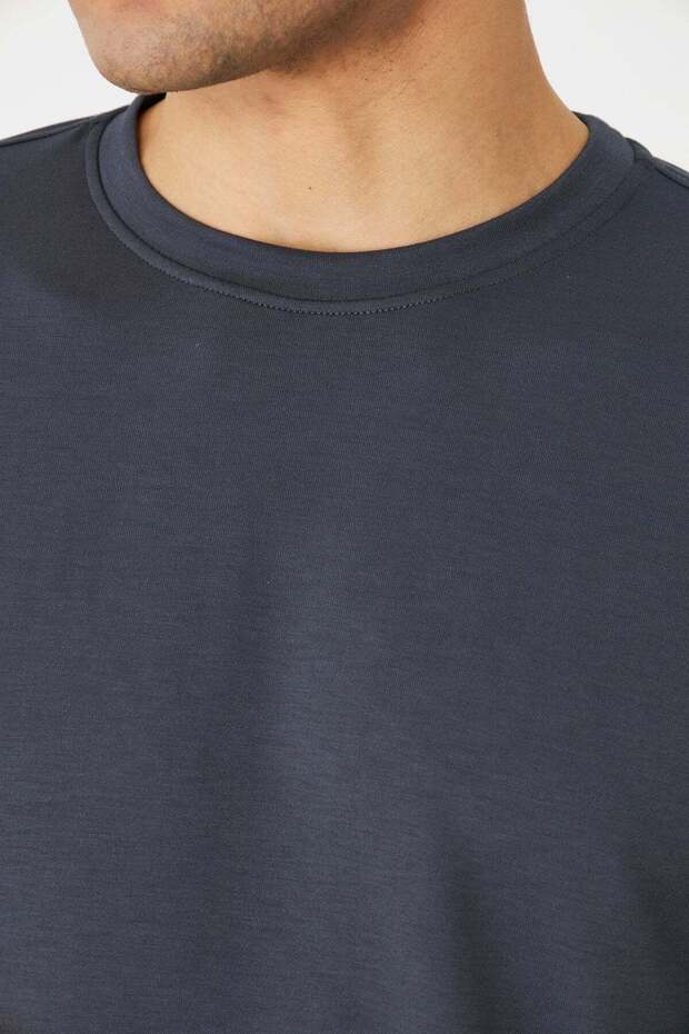 Anthracite Basic Crew Neck Men's Sweatshirt - 6