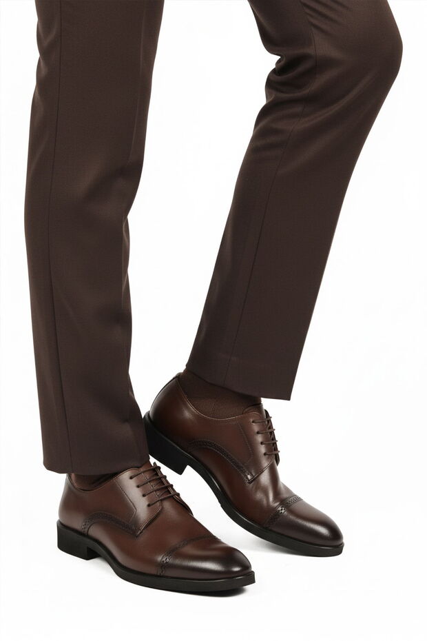 Brown Genuine Leather Lace-Up Men's Classic Shoes
