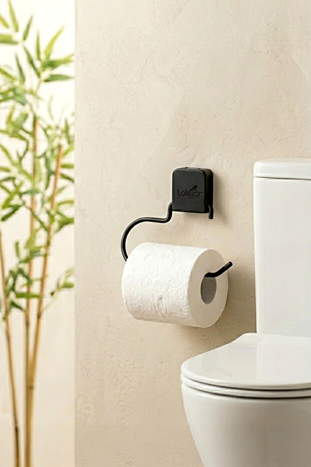 Adhesive Square Black Open Toilet Paper Holder-Wc Paper Holder
