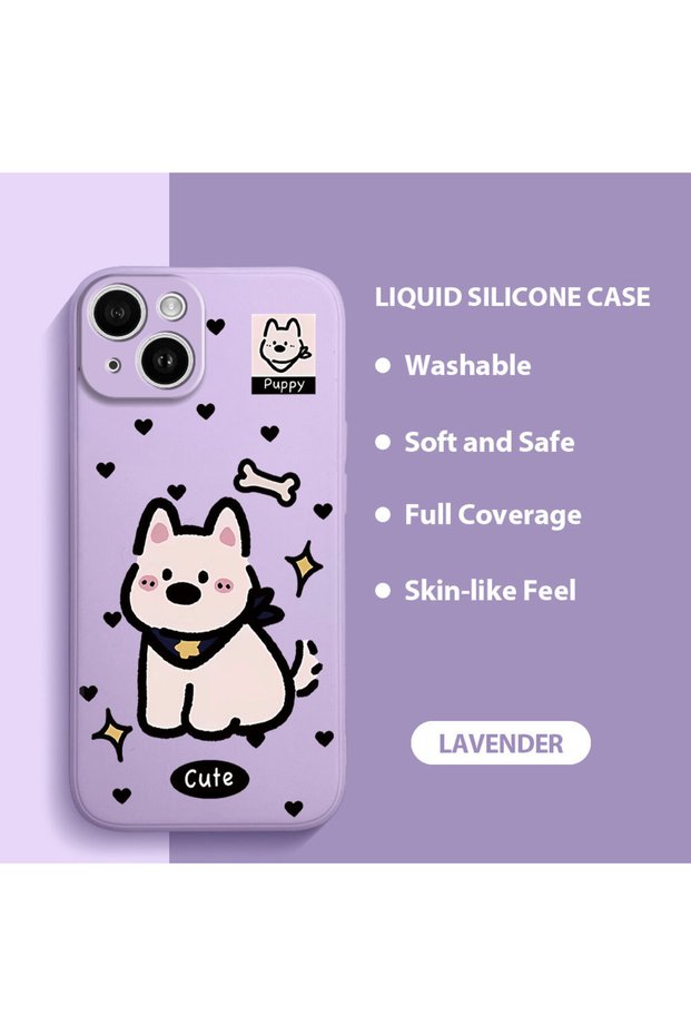 iPhone 14 Compatible Cute Dog Patterned , High Quality Silicone Phone Case