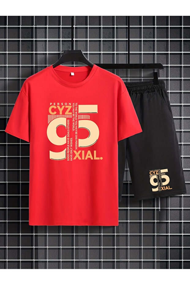 Shorts t-shirt - shorts bottom top tracksuit set Printed Oversized crew neck