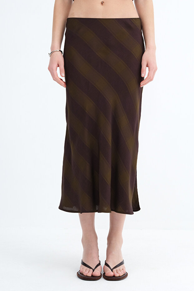 Desenli Midi Etek E18077 - 2