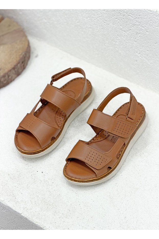 24021724Y Haki̇ki̇ De Leather Rtopedi̇k Taban Women's Sandals Sandals Tli Comfortable Daily Sandals Sandals m Sole