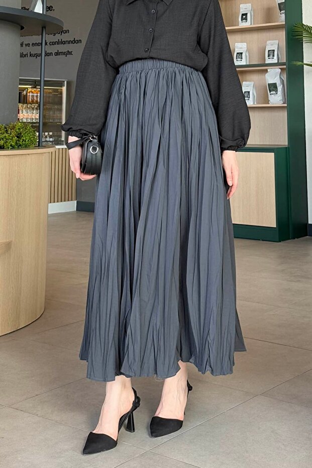 Kraşlı Hijab Skirt Anthracite