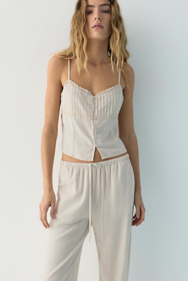 Keten jogger pantolon - 5