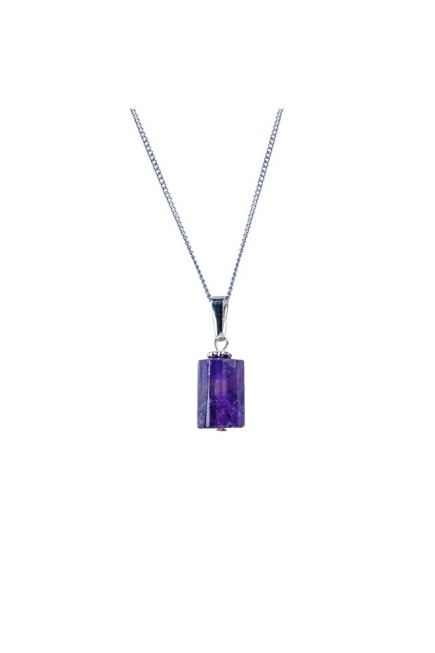 Baby Cylinder Shape Amethyst Necklace