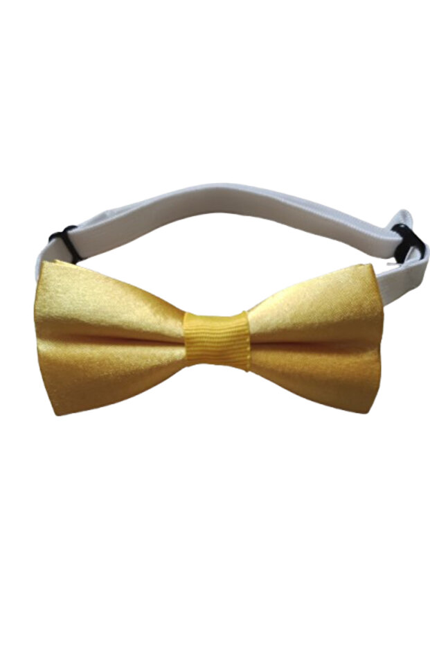 23 April Children's Yellow Satin Bow Tie with Adjustable Elastic for Birthdays and Special Occasions 0-14 Years