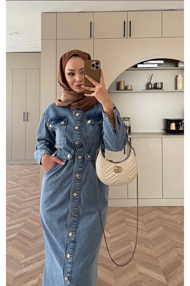 Boydan uzun kot elbise - 2