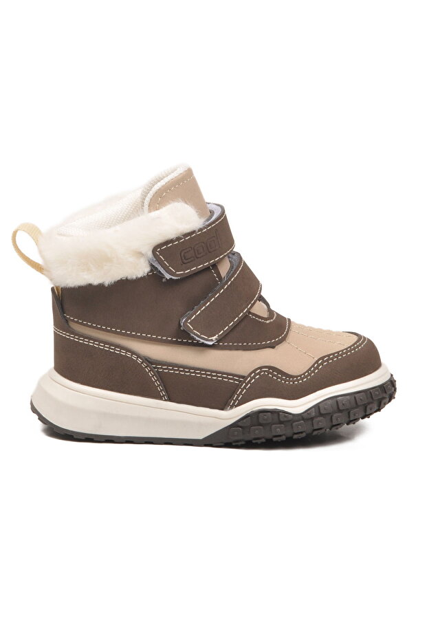Brown Velcro Boys' Flat Boots