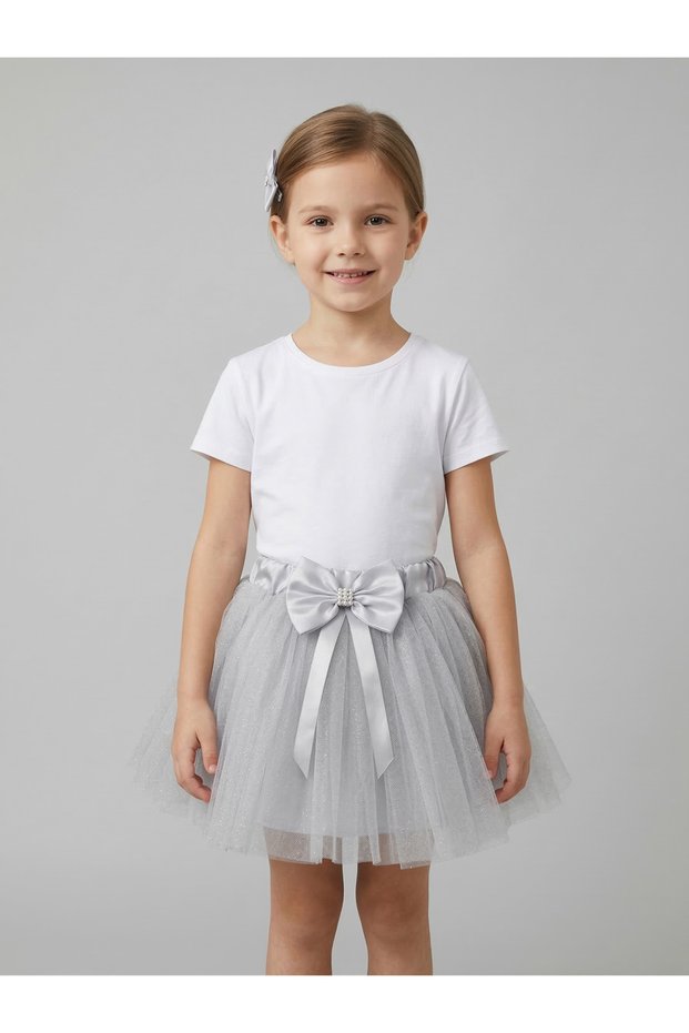 Girl's Gray Tutu Skirt Bow Detail Show Skirt April 23 October 29