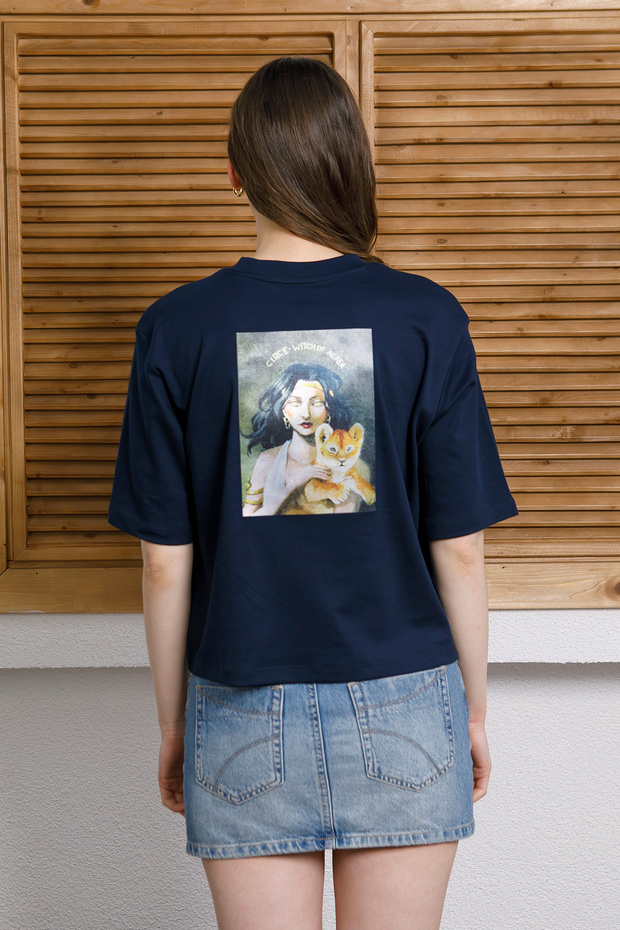 Interlock Fabric Back B Printed Basic T-Shirt - 3