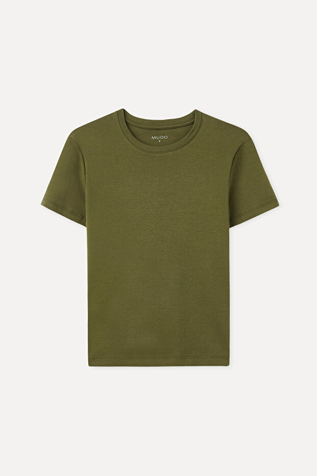 Women's Khaki Crew Neck T-Shirt