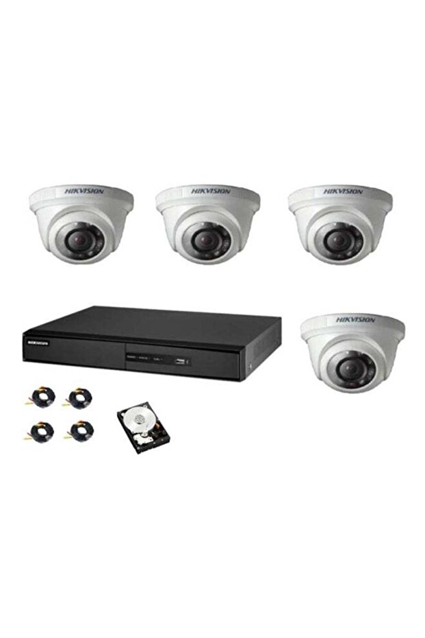 طقم كاميرا تسجيل فيديو رقمي عالي الدقة (Turbo HD DVR) بأربعة قنوات شامل التوصيلات والهارديسك