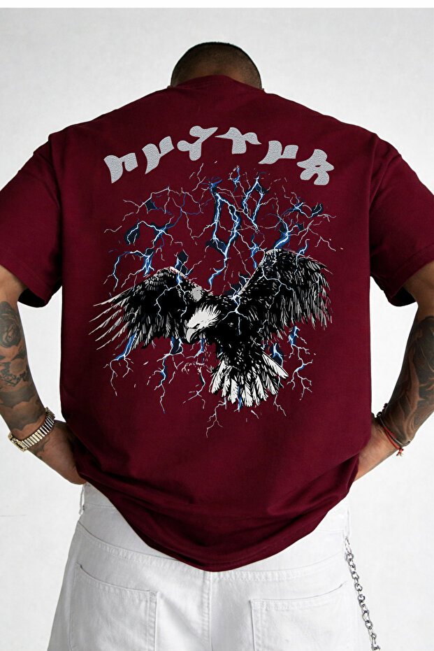 Oversized T-Shirt Bürküt Kartal Göktürk Letters Special Design 100% Cotton Premium Quality