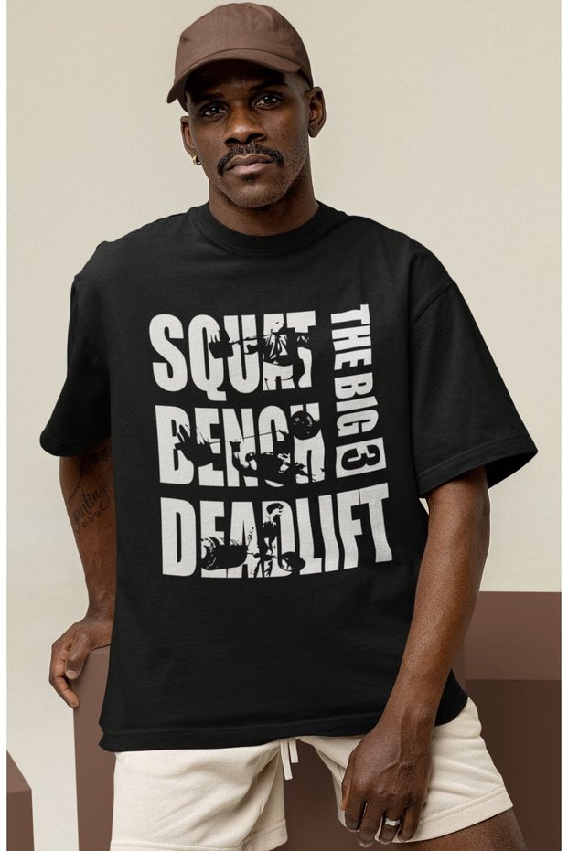 Design Squat Bench Deadlift Fitness Bodybuilding Sportsman Printed Unisex Oversized T-Shirt