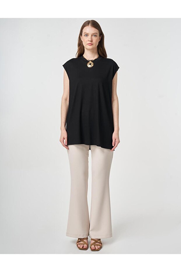 Sıfır Kol Örme Bluz Siyah - 3