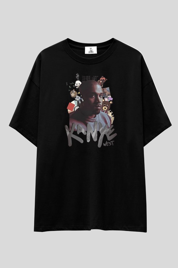 Kanye West Oversized t Shirt | Unisex 100% Cotton Black & White Printed Niche Streetwear Design Tee