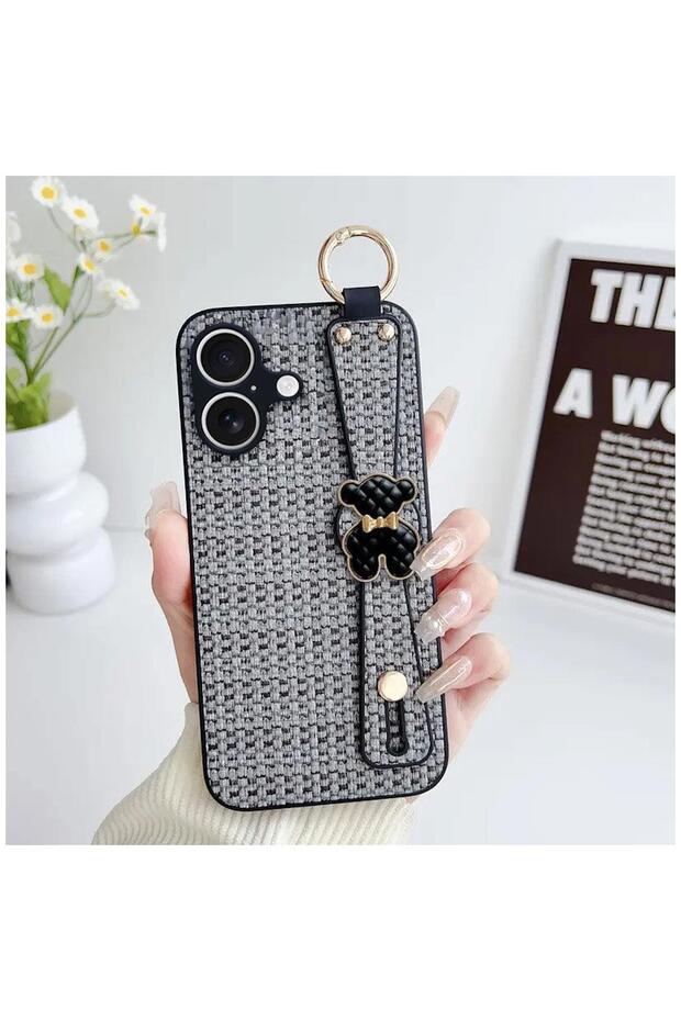 Apple iPhone 16 Compatible Case Teddy Silicone Case Black