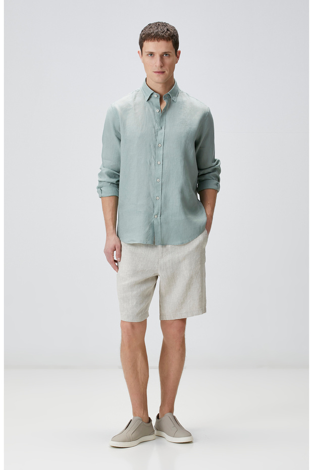 Yeşil Keten Gömlek - 2