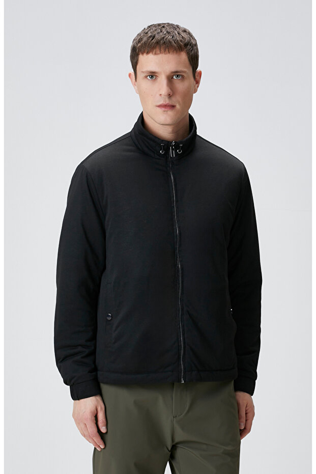 Siyah Dik Yaka Mont - 3