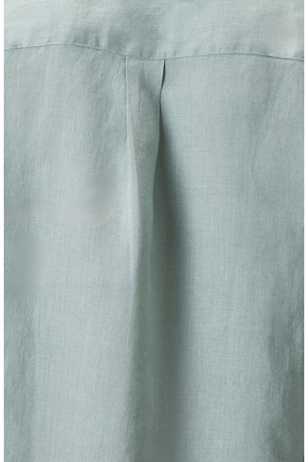 Yeşil Keten Gömlek - 8