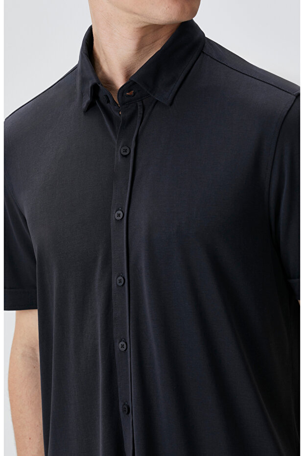 Siyah Comfort Örme Gömlek - 6