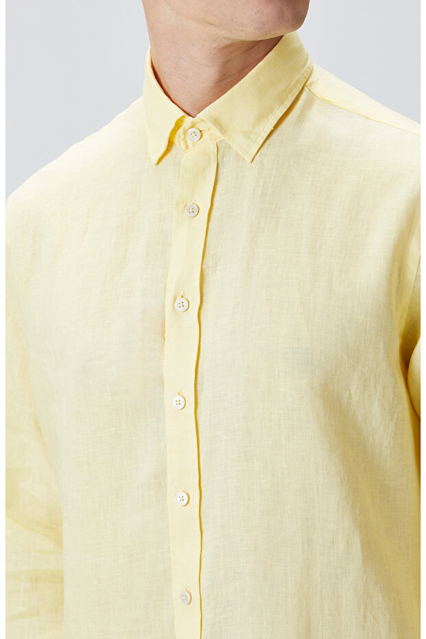 Sarı Keten Gömlek - 6